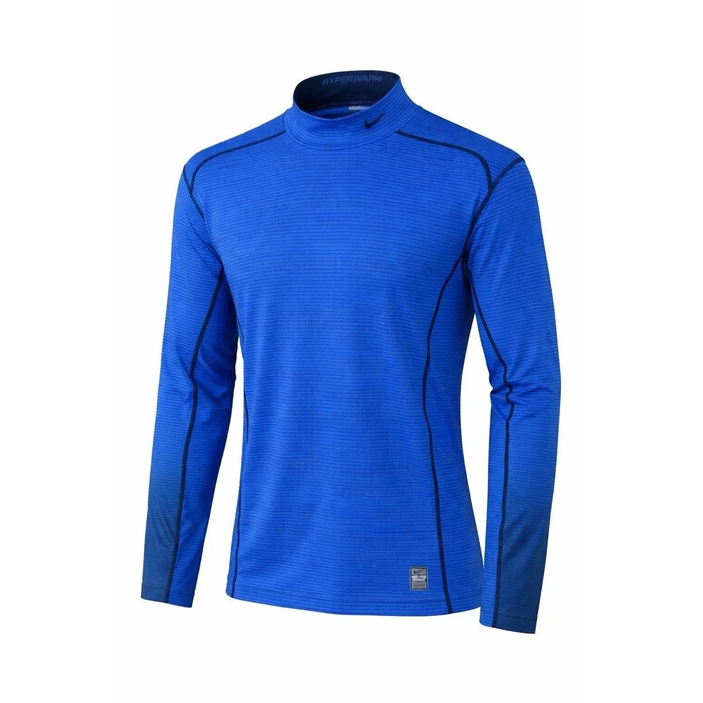 Nike Pro Combat Hyperwarm Shirt Mens Medium Blue Compression‎ Mock Neck
